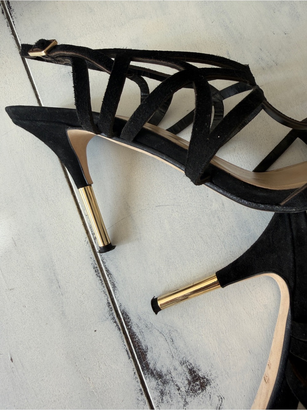 Kate Spade Black strappy heels with Gold accents Size 7.5 - Picture 10 of 10